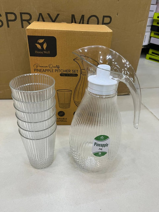 Premium Plastic Jug with 6 Glasses – Durable Beverage Set